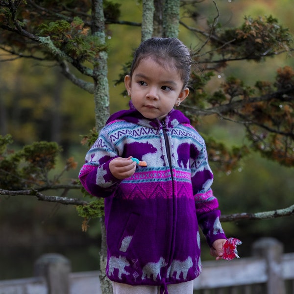 Handmade Alpaca Toddlers/Kids Jackets. (Purple Sensation) Super Soft, Super Warm, Super Cute. Free Shipping! Gift Ideas