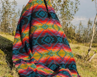 King Size Alpaca Blanket: Heavy-Duty, Sunset Sky, Handcrafted