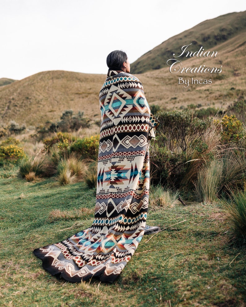 Handmade Alpaca Wool Blanket. Peace in the Valley Queen Size. Handcrafted by Indigenous Hands Super Soft and Warm. Mother's Day Gift Ideas image 5