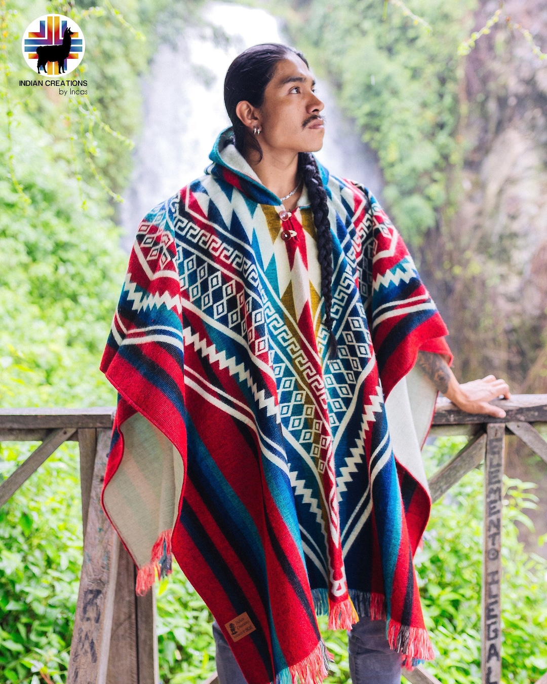 Handmade Poncho. red Rainbown Crafted Indigenous Etsy