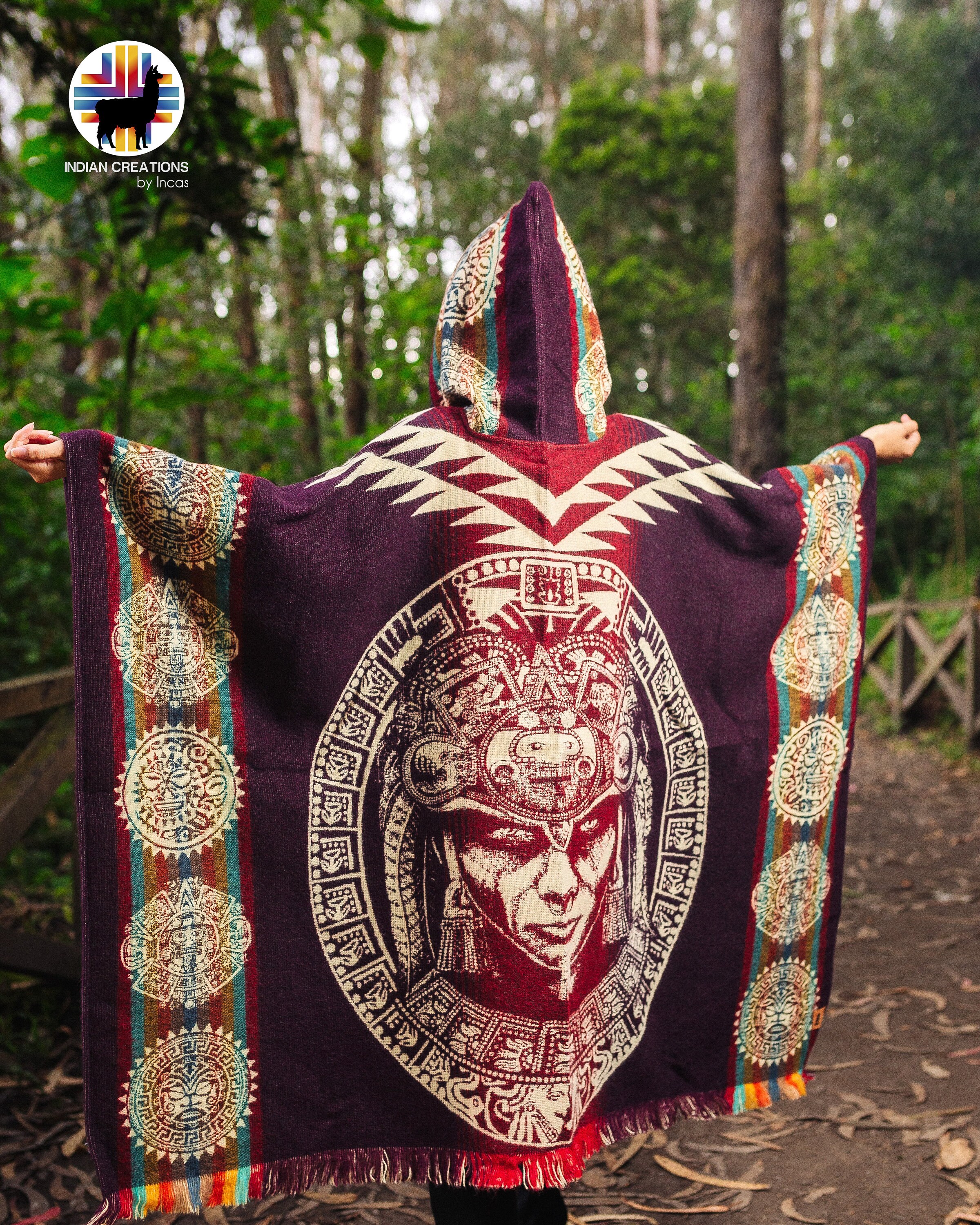 Aztec Rug Poncho Alpaca Wool Poncho (aztec Warrior II) Handcrafted by Indigenous Hands ...