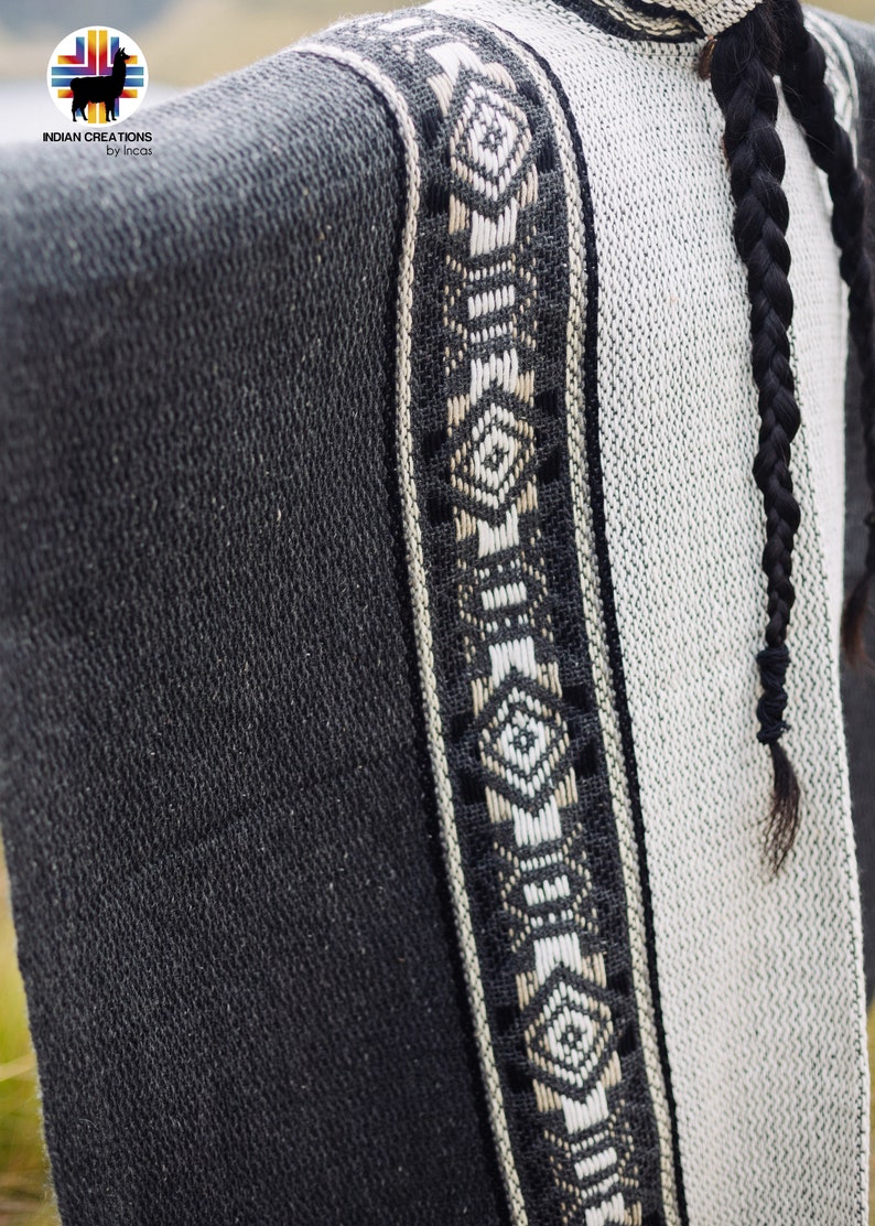 Handmade Sheep Wool Poncho. (Fog Gray) Closed in the front with Hood.Crafted by Indigenous Hands.Machine Washable!Free Shipping!Gift Ideas image 5