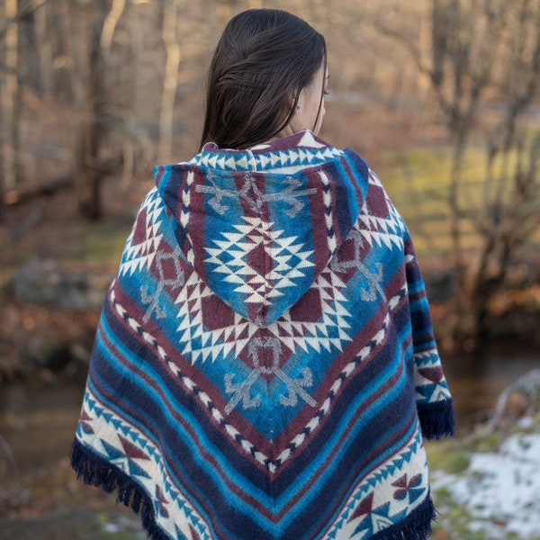 Turquoise suede leather poncho