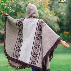 Handcrafted Wool Cape. Raw Umber 100% wool cape open front with Hood. Free Shipping. Gift Ideas image 2