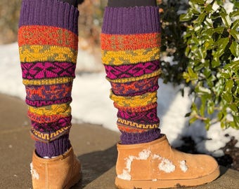 Set of Leg Warmers Soft Warm Alpaca Wool Knitted Gloves Alpaca Wool Arm & Leg Warmers main image 2