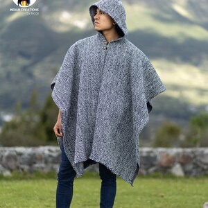 Handmade Wool Poncho. siberian Wolf Closed in the Front With Hood ...