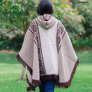 Handcrafted Wool Cape. Raw Umber 100% wool cape open front with Hood. Free Shipping. Gift Ideas image 6