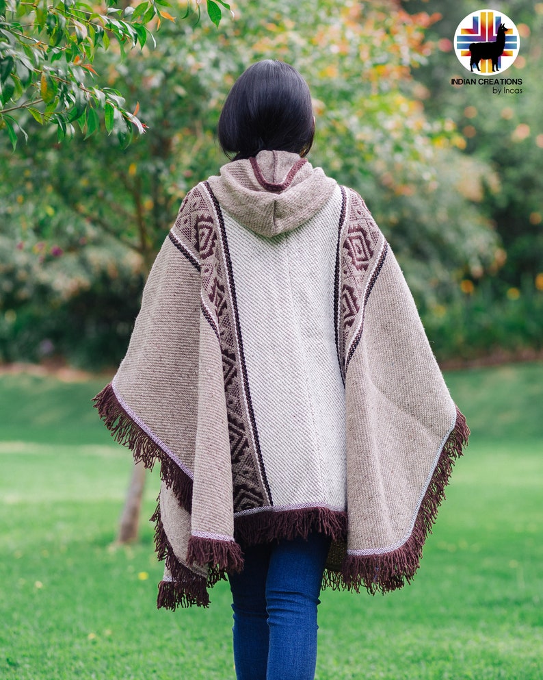 Handcrafted Wool Cape. Raw Umber 100% wool cape open front with Hood. Free Shipping. Gift Ideas image 6
