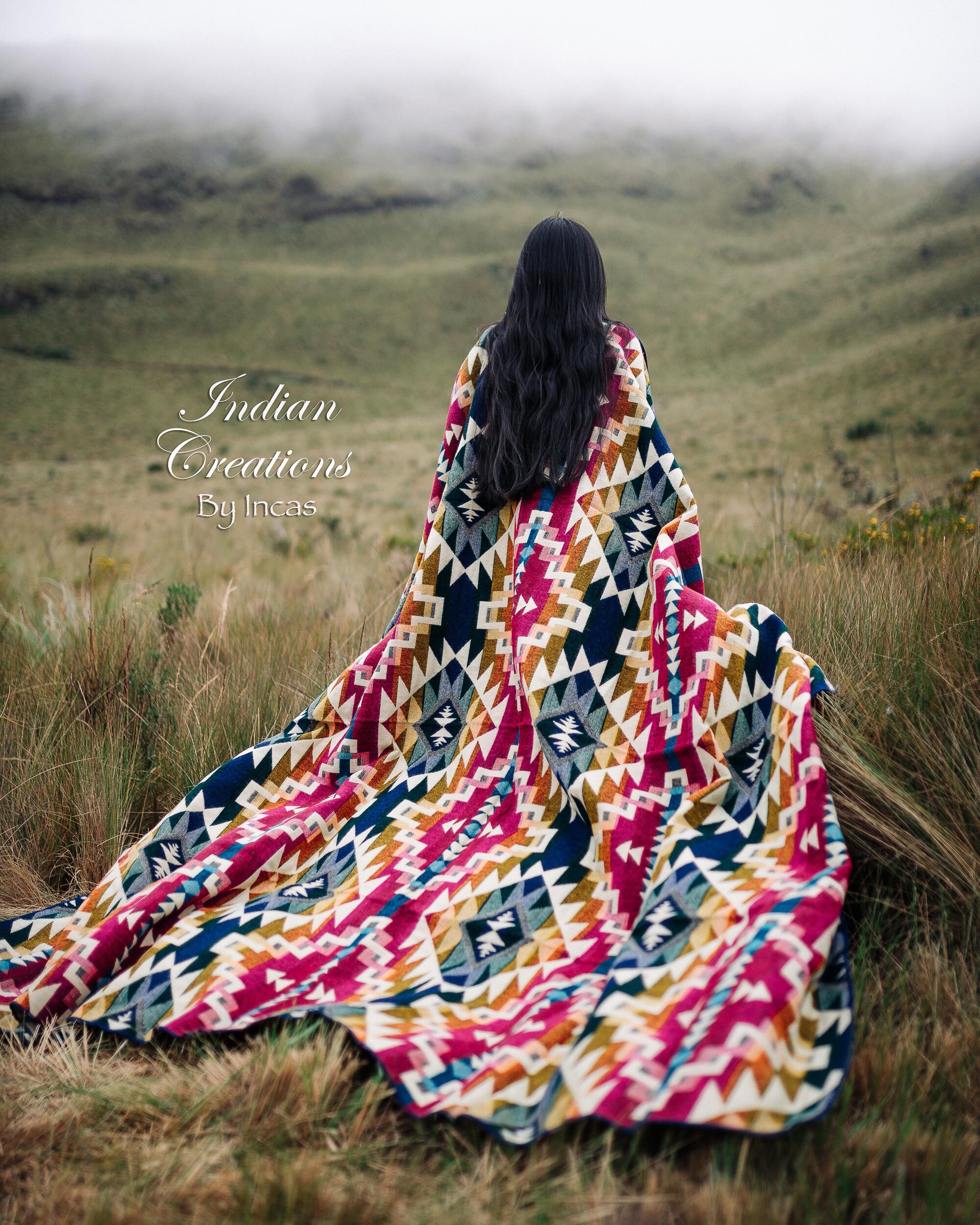 Navajo Alpaca Wool Blanket. Beautifully designed by Indigenous Etsy