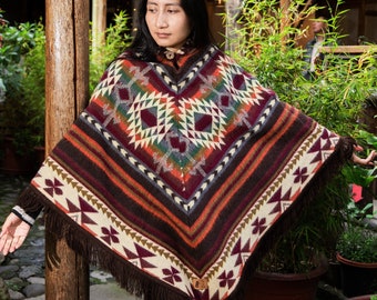 Unisex Alpaca poncho. V Shaped Style.  Lightweight but Super soft and warm. Crafted with Alpaca Wool. San Valentine Gift Ideas