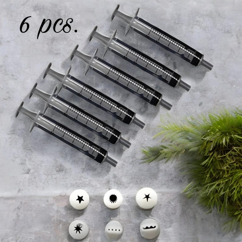 Miniature Size Dessert Frosting Decorating Kit | Tips and Syringe Cream & Whipped | Mini Nozzle for Clay | Cold Porcelain|Decoden Piping Tip image 2