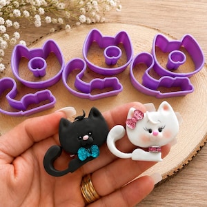 Ausstechform Katze aus Polymer Clay, Kürbiskatze, Halloween-Ausstechformen aus Ton, Herbst-Ausstechformen aus Ton, Einzigartig, Geprägt, Niedliches Tier, Keks- und Fondant-Ausstechform.