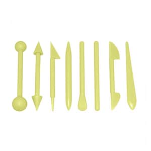 8 pcs Polymer Clay Sculpting Tools| Double ended| Carving, Modeling| Pottery| Fondant|Cold Porcelain| Cake Decoration Tools.Plastic Tool Set
