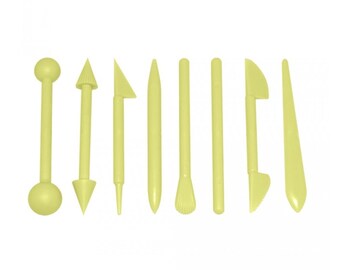 8 piezas de herramientas para esculpir arcilla polimérica/doble extremo/tallado, modelado/cerámica/fondant/porcelana fría/herramientas de decoración de pasteles.Juego de herramientas de plástico