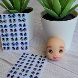 Eyes 3D Stickers,Ojos 3D ojos autoadhesivos ,cold porcelain,porcelana fria,foam art, crafts for dolls,adhesive sticker3d.