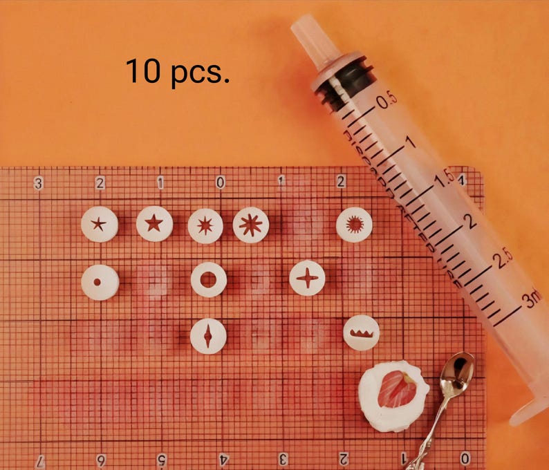 Miniature Size Dessert Frosting Decorating Kit | Tips and Syringe Cream & Whipped | Mini Nozzle for Clay | Cold Porcelain|Decoden Piping Tip image 3