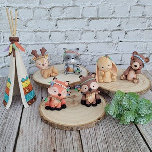 Woodland cake topper| clay decorations forest animals| Woodland Animals Centerpieces| Cake topper Baby Shower Birthday Decorations