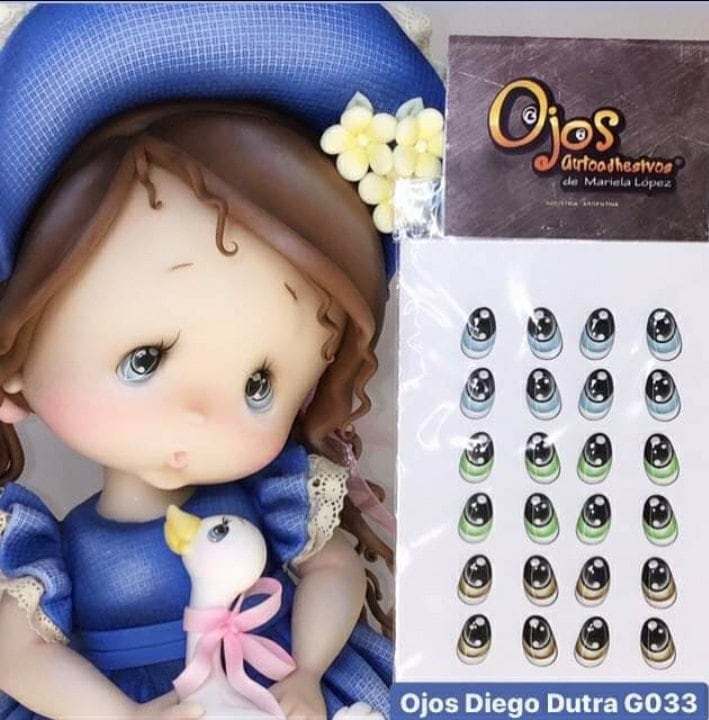 EYES 3D STICKERS, Ojos 3D 203 Mariela Lopez, Cold Porcelain, Porcelana  Fria, Polymer Clay, Foam Art Crafts for Dolls 