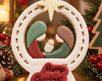 Christmas Nativity Ornament, Nativity Scene Imprint Cutter, Polymer Clay Cutter, Fondant Cutter,Christmas Polymer Clay Cutters Family