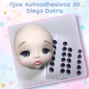 Eyes 3D Stickers, ojos3D  ojos autoadhesivos Diego Dutra,cold porcelain,porcelana fria,foam art, crafts for dolls,adhesive sticker3d.