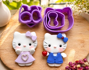 7 pcs. Kitty Cookie and Clay Cutters | Kitty character polymer clay cutter | Kitty Clay Cutter