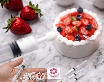Miniatur Größe Dessert Zuckerguss Dekoration Kit | Spitzen und Spritze Sahne & Schlagsahne | Mini Tülle für Knete | Kaltporzellan|Decoden Spitze