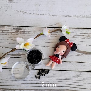 Black Imitation Pearls Eyes, Craft Eyes/Crochet,Doll, Eyes Polystyrene Mini Micro Beads Balls for Floam,porcelain cold