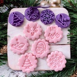 Kit Carimbos Christmas-Polymer Clay Stamp Christmas-Polymer Clay stamp Tool-Clay stamps for pottery tools-Texturizer Clay Embossing Stamp