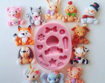 Multifunction silicone Mold, Molde Multifuncion, polimero arcilla, porcelain cold, assorted ornaments, polimer clay,