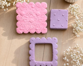 Rounded Square Set | Polymer Clay Cutter | Scalloped Abstract Shape Cutter |Clay Tools |Craft Supplies | Outline Cutters |Basic Shape Cutter