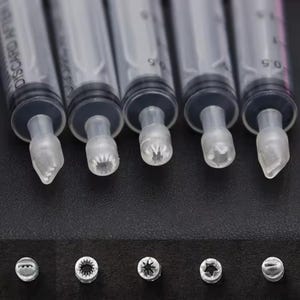 Miniature Size Dessert Frosting Decorating Kit | Tips and Syringe Cream & Whipped | Mini Nozzle for Clay | Cold Porcelain|Decoden Piping Tip image 9
