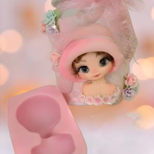 Dama G molde de silicona, applique Lady G , silicone mold polymer clay doll, silicone mold flexible porcelain cold.