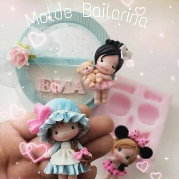 silicone mold Ballerina Souvenir, molde polímero arcilla Fondant Soft Cake frío porcelana gome pasta