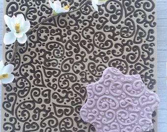 Embosser Stamp | Ceramic Earring Supplies | Rubber Texture sheet Mat for polymer clay| Clay stamp |Texture mat | Polymer Clay Tools