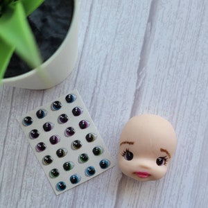 Eyes 3D Stickers,Ojos 3D Art.002 ojos autoadhesivos ,cold porcelain,porcelana fria,foam art, crafts for dolls,adhesive sticker3d.