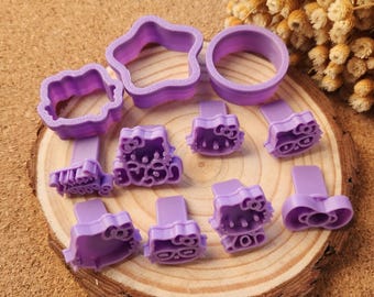 Cortador de sellos de arcilla polimérica Kitty / Sello con mango Funciona para fondant, adornos para cupcakes, secado al aire, arcilla polimérica y plastilina /