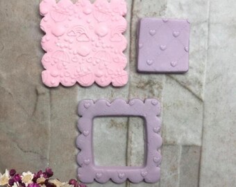 Rounded Square Set | Polymer Clay Cutter | Scalloped Abstract Shape Cutter |Clay Tools |Craft Supplies | Outline Cutters |Basic Shape Cutter