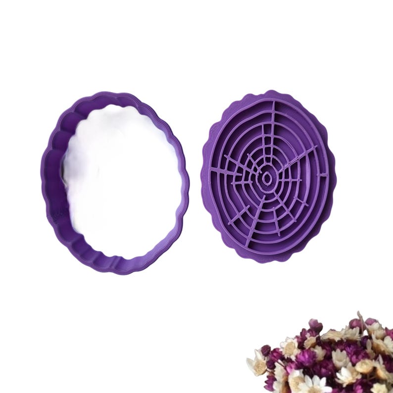 Tree Stump Oval Clay Cutters, Detailed Cutters, Wood Slice Tree Ring