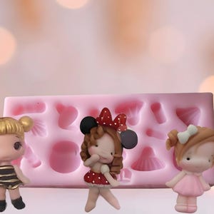 Molde Lazos y Cintillos, Polymer Ton, Universal Clay Doll Silikonform verschiedene Puppen, Clay Craft, Arcilla Artesanal