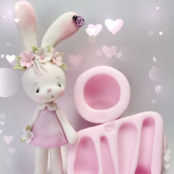 Moule en silicone Mama Orejitas, moule en silicone souple lapin porcelaine froide, moule en silicone lapin Molde de silicone mama orejitas porcelana fria