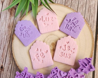 Beautiful Words Clay Stamps 01, Polymer Clay Stamps, Set of 5, Porcelain Cold & Fondant Stamp, mini words Clay Stamps