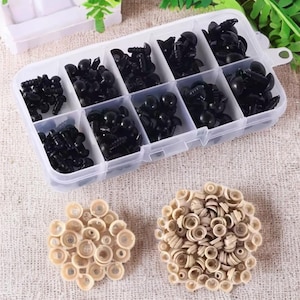 100 Black Plastic Safety Eyes for Dolls & Toys, Perfect for Amigurumi, Teddy Bears, and DIY Craft Projects,