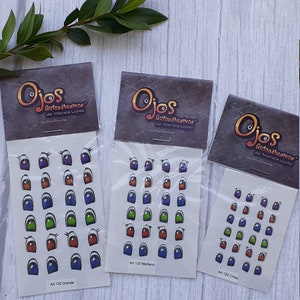 Eyes 3D Stickers ojos 3D autoadhesivos,adhesive, cold porcelain,polymer clay,foam art crafts, air dry clay.