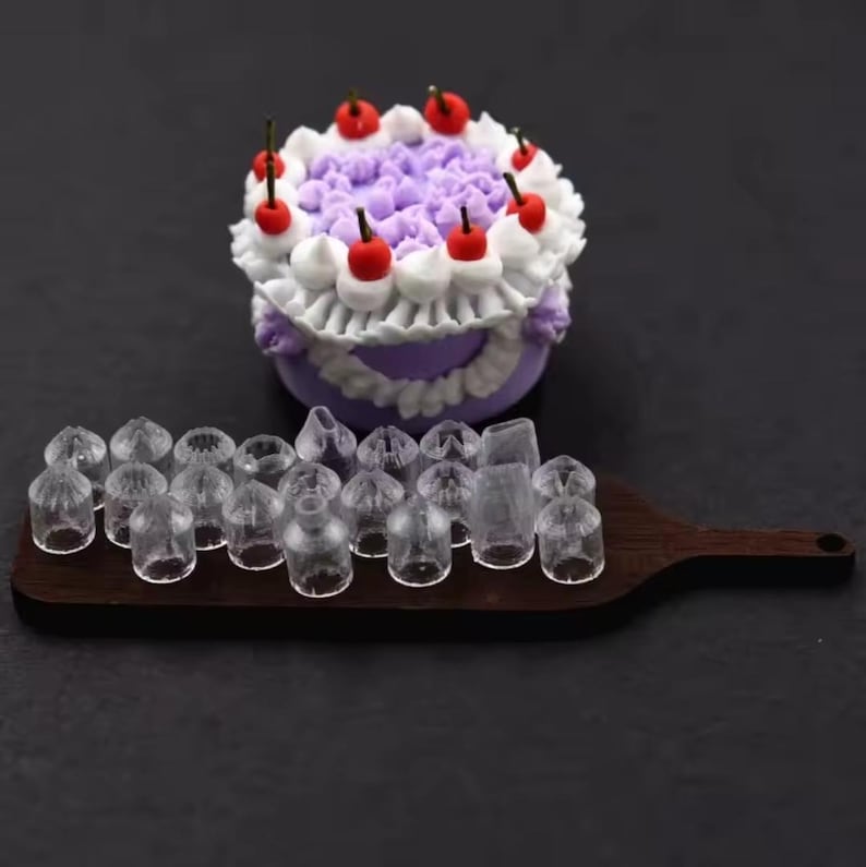 Miniature Size Dessert Frosting Decorating Kit | Tips and Syringe Cream & Whipped | Mini Nozzle for Clay | Cold Porcelain|Decoden Piping Tip image 8