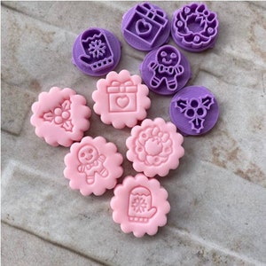 Kit Carimbos Christmas 02-Polymer Clay Stamp - Polymer Clay stamp Tools - Clay stamps for pottery tools - Texturizer Clay Embossing Stamp