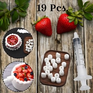 Miniature Size Dessert Frosting Decorating Kit | Tips and Syringe Cream & Whipped | Mini Nozzle for Clay | Cold Porcelain|Decoden Piping Tip image 4