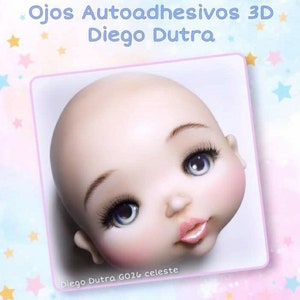 Eyes 3D Stickers, ojos3D ojos autoadhesivos, cold porcelain, porcelana fria, foam art, crafts for dolls, adhesive sticker3d.