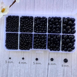 Black Safety Eyes, Craft Eyes, Crochet, Eyes Polystyrene Mini Micro Beads Balls, Toys, Teddy Bears, Knitting, Dolls, and Sewing Projects