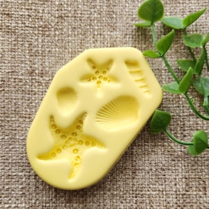 Under the Sea Theme Silicone Mold - Fondant ,Clay Crafts - Beach Concha Shells Star Fish Sea