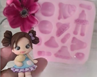 Molde Lazos cintillos 2, polymer clay, silicone mold to clay, Clay Doll, applique Mold assorted dolls,Clay Craft,arcilla artesanal,